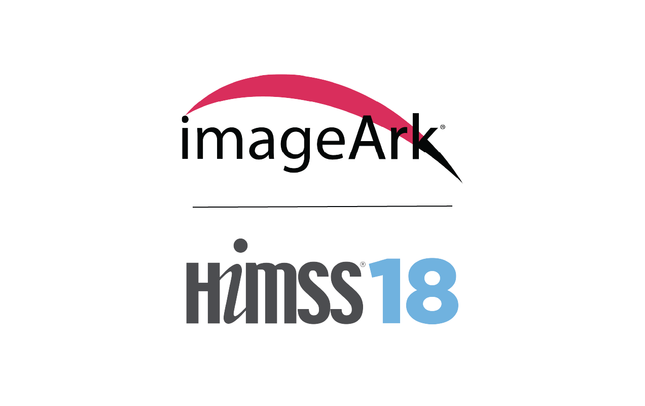 A graphic that features logos for ImageArk and HIMSS18, split by a thin grey line.
