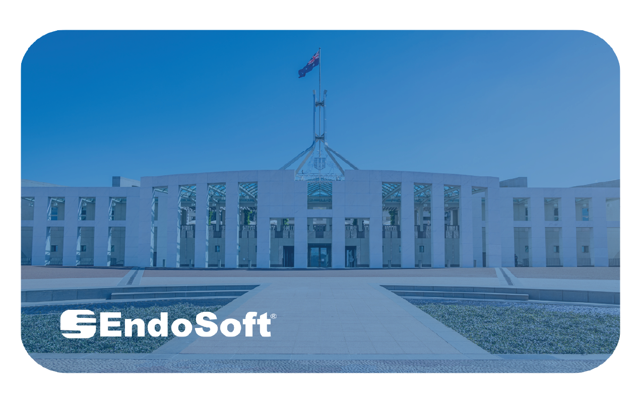 A thumbnail image featuring a photo of the Australian Parliament building. The image is shaded in EndoSoft® blue and has the EndoSoft® logo placed in it
