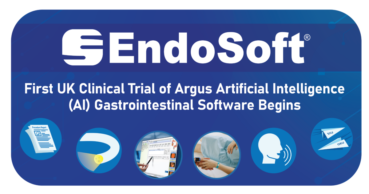 Thumbnail image that has the EndoVault logo with the blog title "First UK Clinical Trial of Argus Artificial Intelligence (AI) Gastrointestinal Software Begins" below, plus various graphics.