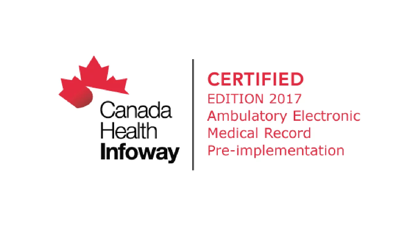 Canada Health Infoway logo, plus certification for Ambulatory Electronic Medical Records Pre-implementation