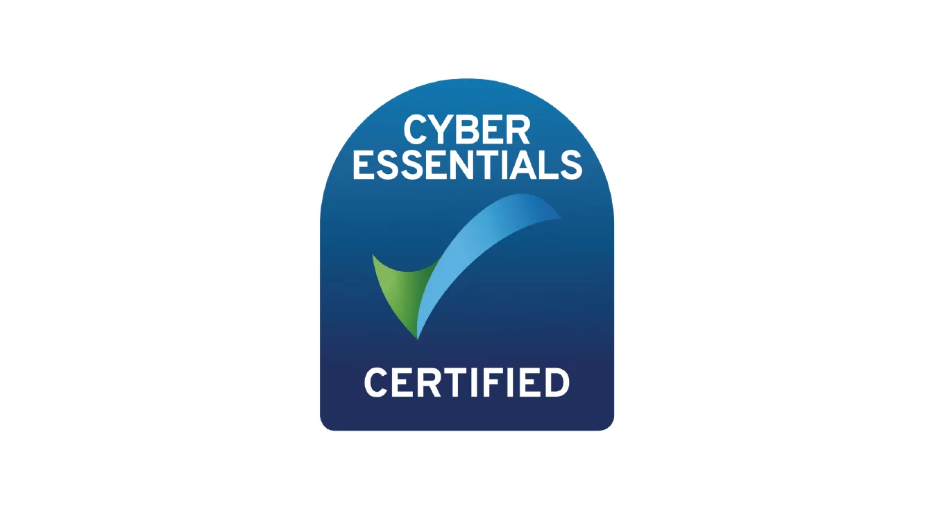 Cyber Essentials Certified badge with a blue background and a checkmark.