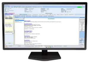 Monitor showing endovault consult report